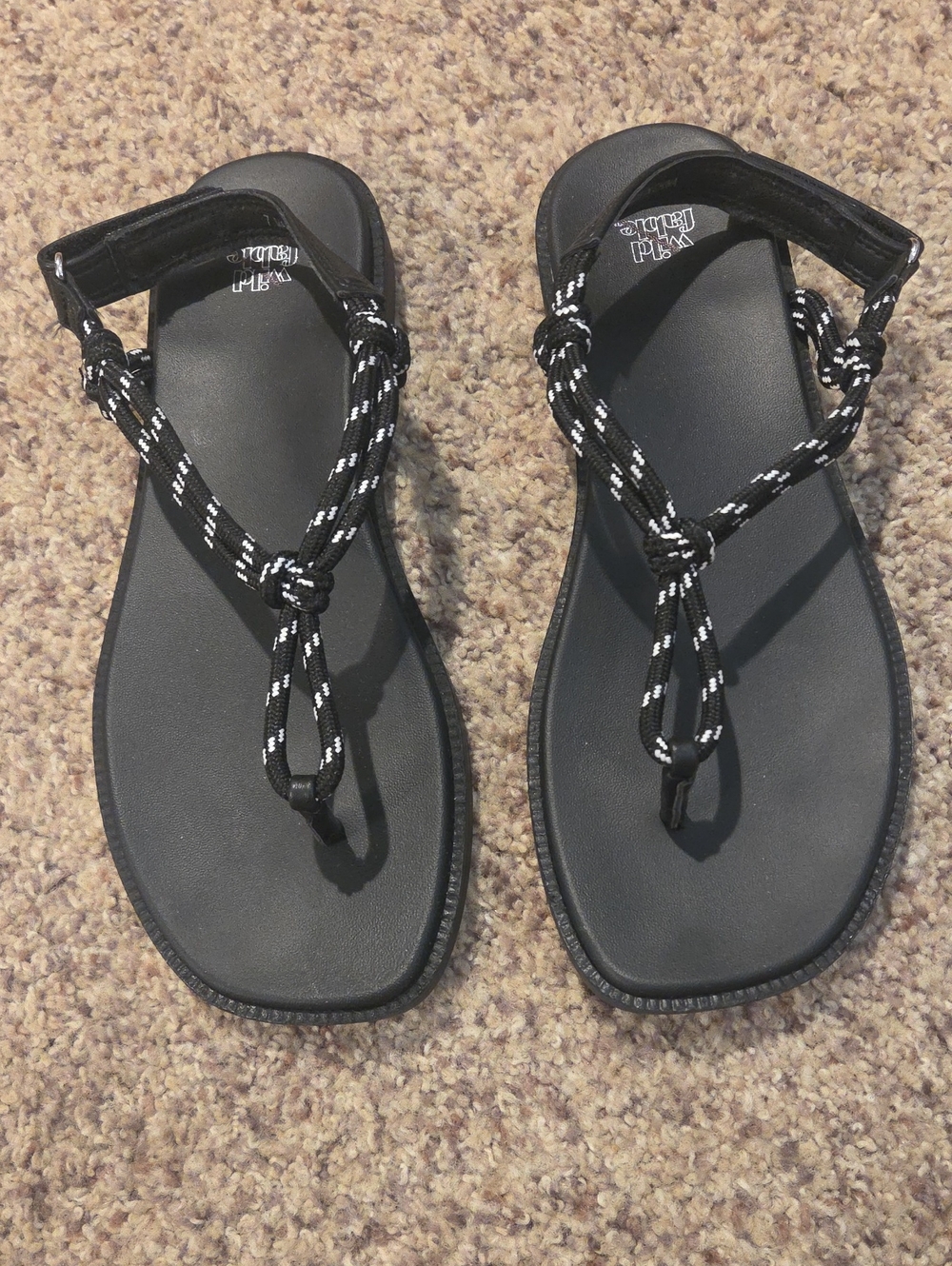 wild fable Black Knotted Rope T-Strap Sandals